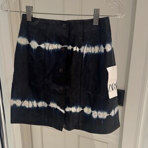 Zara Black and White Tie-Dye Mini Skirt